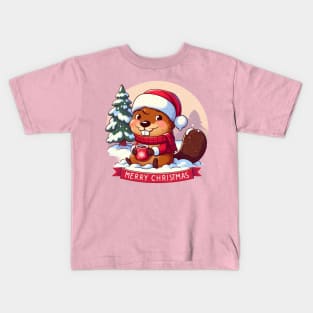 Funny Beavers Christmas Kids T-Shirt